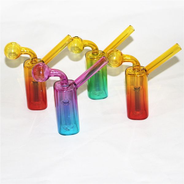 Tubi per fumatori curvi da 12 cm Tubi per bruciatori a olio in vetro con tubo dell'acqua bilanciatore di colore diverso