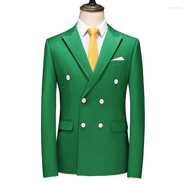 Herrenanzüge Herren Reine Farbe Formale Zweireihige Anzugjacke Große Größe 6XL Business Hochzeit Party Kleid Mantel Slim Fit Blazer