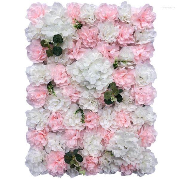 Fiori decorativi 40x60 cm Parete artificiale Decorazione di nozze fai da te Pannelli di fiori finti Decorazione di sfondo romantico rosa rosa di seta