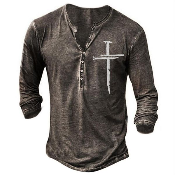 Camisas de vestido masculinas Jodimitty Outono Inverno 2021 Militar Tático Camiseta Homens Manga Longa Impresso Tops Tees V-Pescoço Ao Ar Livre Fo320F