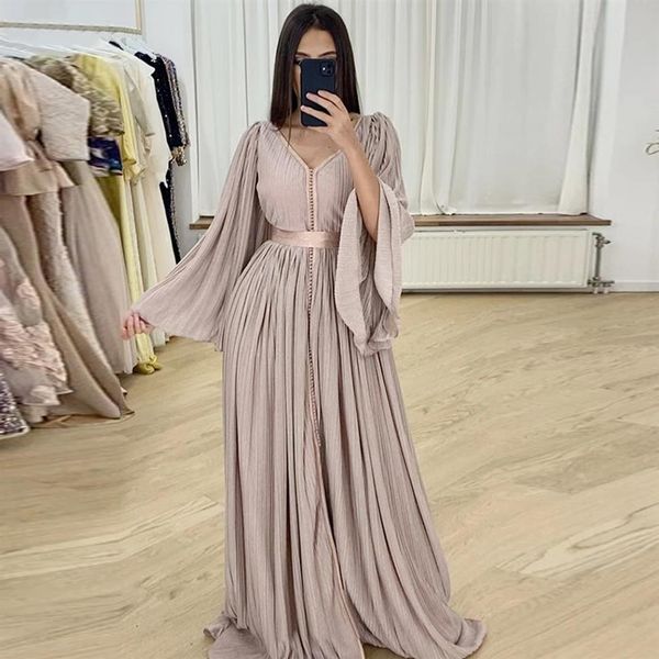 Abiti da cerimonia musulmani eleganti caftano marocchino Abiti da sera a maniche lunghe a-line per le donne Dubai Arabia araba Robes De Soiree234Y