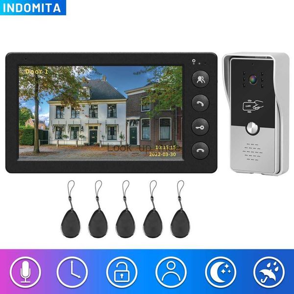 Campainhas com fio de vídeo porteiro para casa ao ar livre telefone da porta com tela monitor de 7 polegadas campainha de rua rfid painel de chamada aberta fechadura elétrica hkd230918