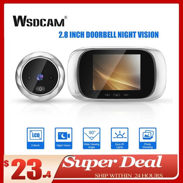 Campainhas Wsdcam 2,8 polegadas LCD Digital Peephole Campainha 90 Graus Porta Olho Visualizador Câmera Visão Noturna Foto Anel de Porta Monitor HKD230918