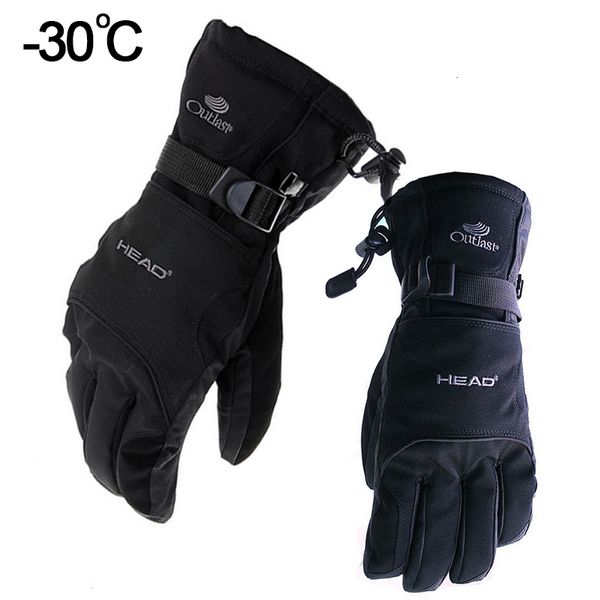 Guanti da sci Guanti da sci neri da neve Impermeabili -30°C Guanti invernali caldi da snowboard Uomo Donna Motocross Antivento Ciclismo Moto Nero 230918