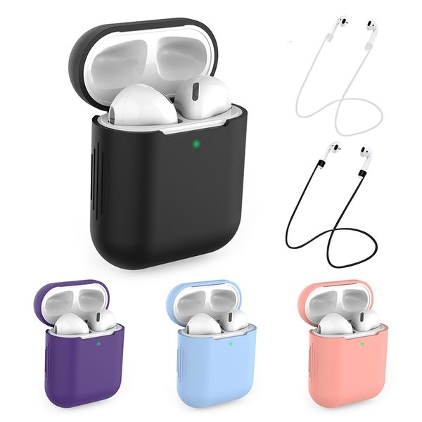 Acessórios de fone de ouvido Universal Silicone Case para Apple 2/1 Capa Protetora Anti-Lost Strap Air Pods 1/2 230918