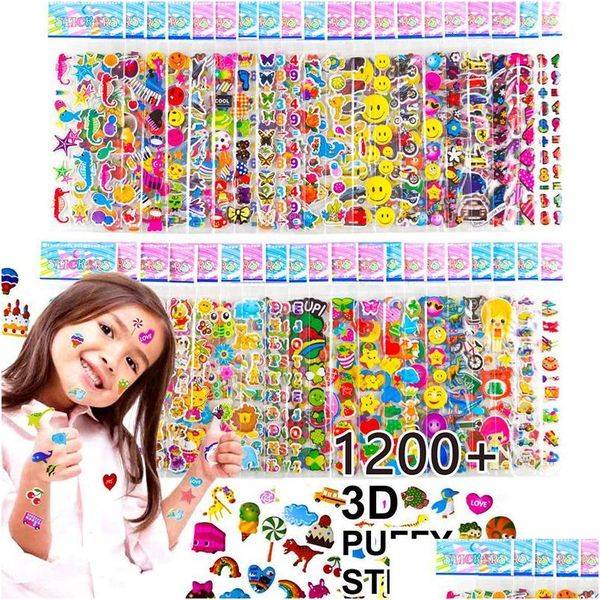 Adesivi giocattolo per bambini 40 20 fogli diversi 3D Puffy Bk per ragazza ragazzo regalo di compleanno scrapbooking insegnanti animali cartone animato 230816 Drop Deli Dhon9