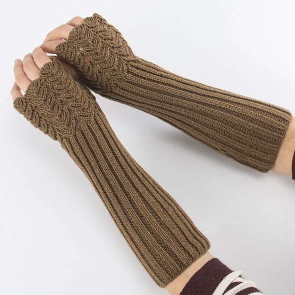 Lange Winter gestrickte fingerlose Handschuhe, Ärmel, warme Armabdeckung, weiche warme Handschuh-Fäustlinge, Manschette für Damen und Mädchen, modisch