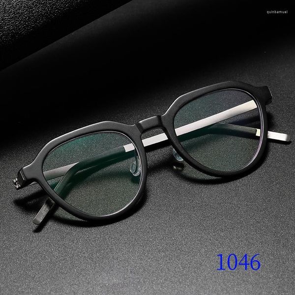 Montature per occhiali da sole Occhiali rotondi Occhiali di lusso leggeri da uomo 1046 Danimarca Titanio senza viti Corea ottica ultraleggera da uomo d'affari