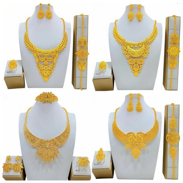 Colar brincos conjunto índia moda venda jóias espelho atacado ornamentos de noiva areia ouro mão anel