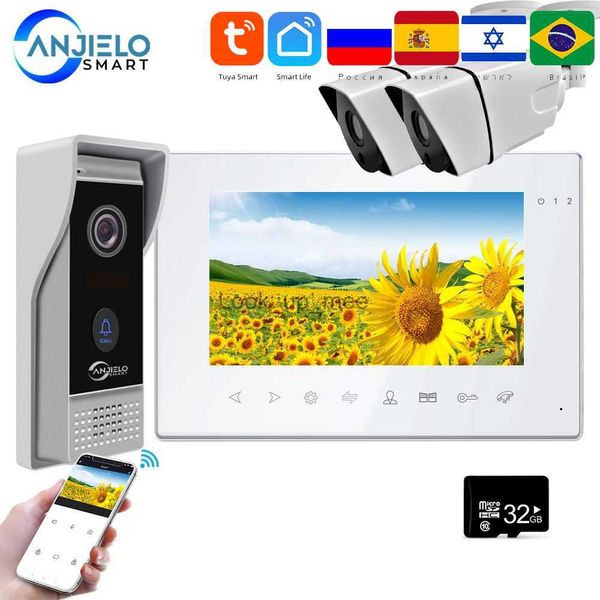 Campanelli Videocitofono Wifi da 7 pollici per videocitofono domestico Tuya Smart 1080P Videocamera cablata per campanello video per appartamento HKD230918