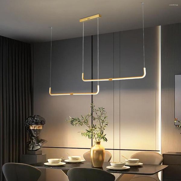 Lampadari Lampadario a led moderno e minimalista con telecomando, sala da pranzo, tavolo centrale, accessori da cucina