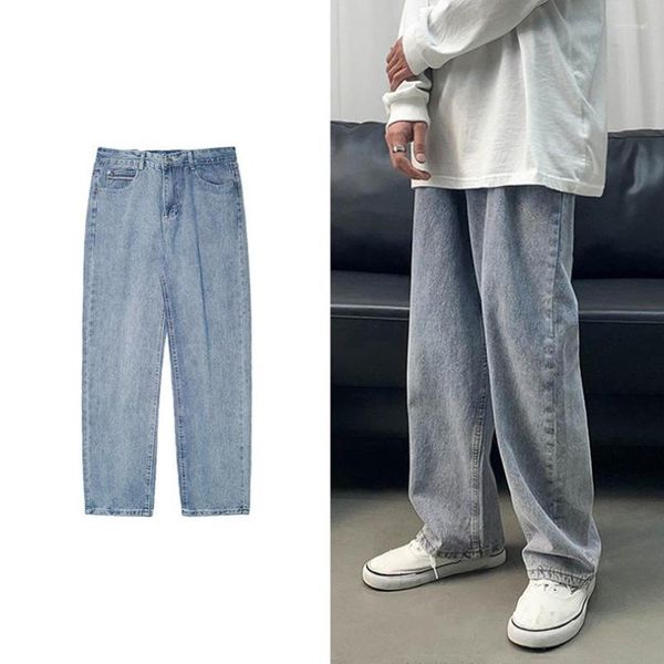 Männer Hosen Männer Sommer Trendy Marke Jeans Gerade Lose Koreanische Drapierte Breite Bein Neun-Punkt Papa 2023 Cowboy kleidung