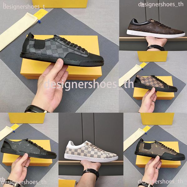 Sapatos de designer Time Out Sneaker Homens Sapatos de viagem Couro Lace-up Sneakers Frontrow Sneaker Couro Flat Bottom Letters Platform Shoes Business Gym Sneakers