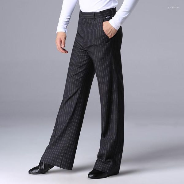 Stage Wear Pantaloni da ballo latino da uomo a righe da ballo Pantaloni da ballo moderni professionali Tasca pratica per valzer maschile Tango DL3394