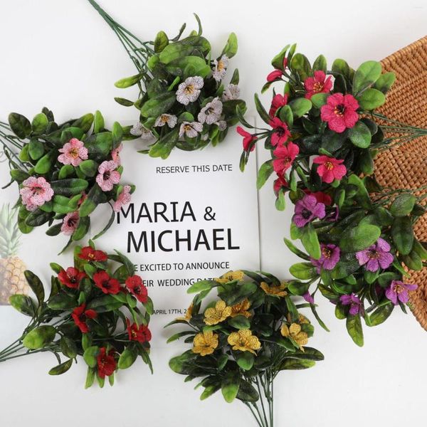 Декоративные цветы, искусственные пластиковые весенние травяные цветы, фиолетовые искусственные уличные украшения, искусственные растения для свадьбы и офиса