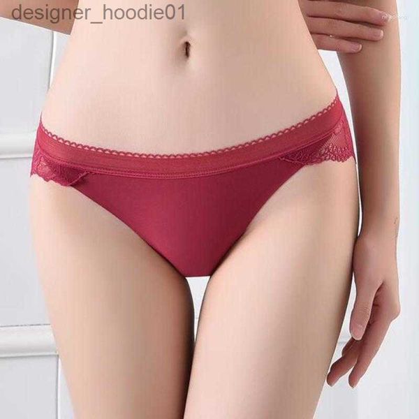 Sexy conjunto de calcinha feminina renda conjuntos femininos de seda gelo sem costura roupa interior feminina transparente briefs mid-rise senhora calcinha mulher lingerie l230918