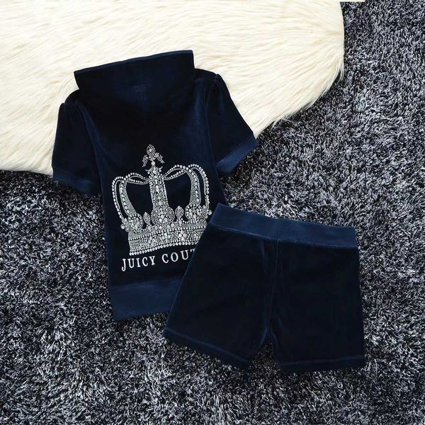 Coutoure feminino suculento duas peças de veludo agasalhos sweatsuits coroa europeia diamante quente casual shorts manga conjunto venda direta