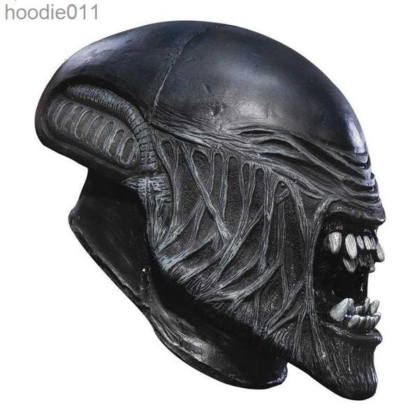 Acessórios de fantasia Máscaras de festa WAYLIKE Filme Aliens Vs Predator Máscara Cosplay Traje Alien Antena Horror Metade Látex Máscaras Adereços Halloween Party Adereços 220915 L230