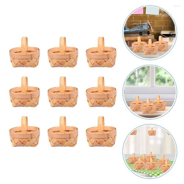 Set di stoviglie Cestino intrecciato Contenitore per dolciumi Mini cestini intrecciati a mano Porta caramelle Regalo di nozze in legno Piccolo coperchio rotondo