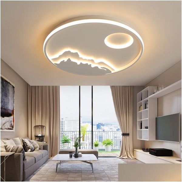 Luzes de teto Diâmetro430/530/630mm Lustre LED regulável para sala de estar Quarto Master Home Deco Fixture Drop Delivery Iluminação I Dhmzg