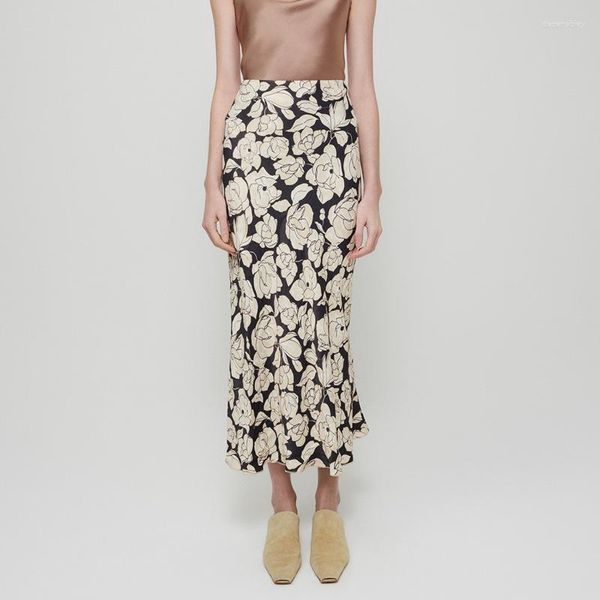 Röcke NANU Kleid für Damen, bedruckter Halbkörperrock, Frühling und Sommer, mittellanger Abschnitt, hohe Taille, offene Fischschwanz-Hälfte