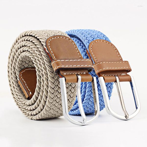 Cinture Cintura elastica con fibbia ad ago in nylon intrecciato senza fori per uomo e donna all'aperto Abbigliamento da lavoro Jeans Tela solida