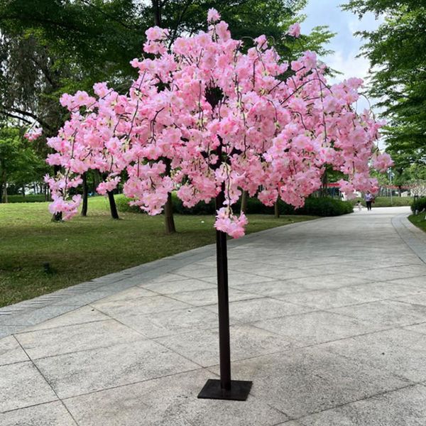 Fiori decorativi Simulazione di alberi di ciliegio Falso fiore di pesco in vaso Verde floreale Salotto Ornamento Fiore di atterraggio Penjing Pla