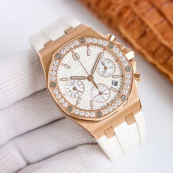 Популярные классические часы Super Watch Factory, женские часы, роскошные дизайнерские часы 37 мм, кварцевые часы с резиновым ремешком, наручные часы без коробки