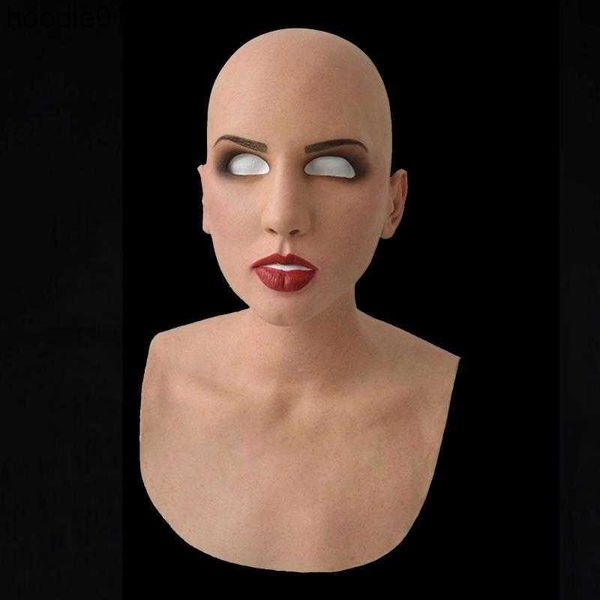 Accessori per costumi Maschere per feste Maschera cosplay Halloween Creepy Face Puntelli in lattice Divertente maschera di carnevale Realistica donna calva L230918