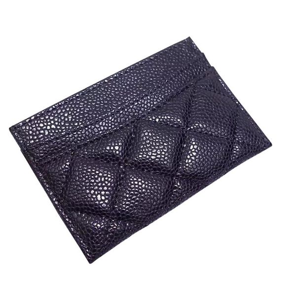 Welivery rápido marca de luxo alta qualidade caso cartão couro padrão diamante unisex carteira caviar pele carneiro moeda bolsa classic228s