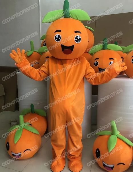 costumi della mascotte arancione di halloween di alta qualità personaggio dei cartoni animati di frutta vestito vestito di natale all'aperto vestito da festa uomo donna abbigliamento pubblicitario promozionale