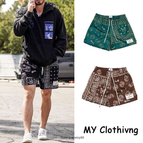 Мужские шорты, новые летние американские шорты с цветком кешью, модный бренд Ryoko/дождевая сетка, спортивные баскетбольные брюки, повседневные четверти