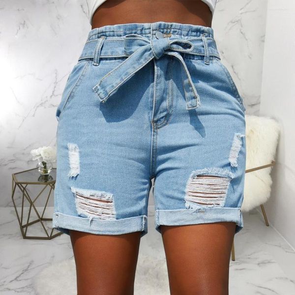 Shorts femininos Gotoola 2023 Design de interesse especial de alta qualidade Go-Getter Girl Style Fashion Hand Desfiado Lavado Elastic Denim