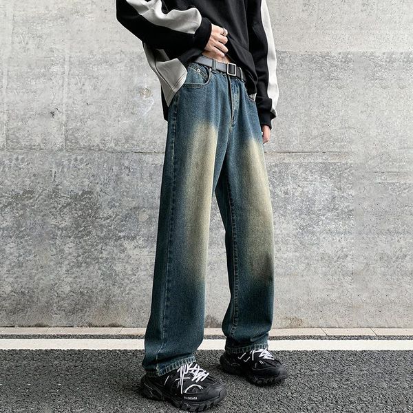 Männer Jeans TFETTERS Marke Gerade Bein Vintage Für Männer 2023 Frühling Herbst Mid Rise Baggy Gebleichte Gewaschen Amerikanische Streetwear