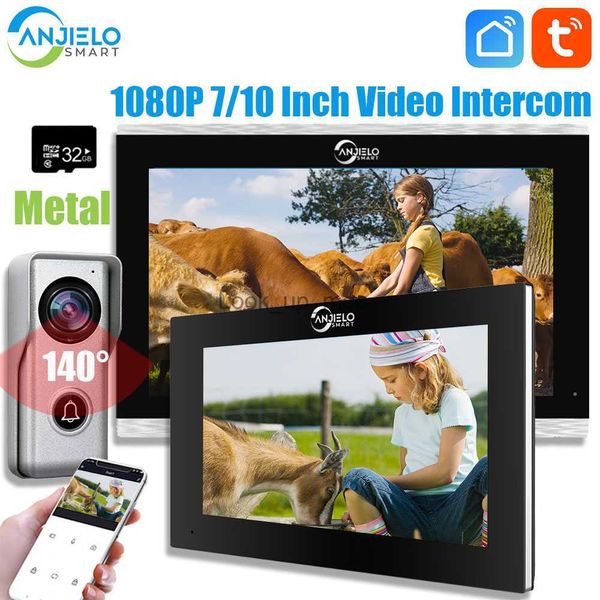 Campainhas 1080P Tuya Smart Wifi Vídeo Porteiro para o Sistema de Intercomunicação de Apartamento para Campainha de Casa Metal 7 Polegadas 10 Touch Screen HKD230918