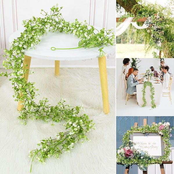 Dekorative Blumen Künstliche Gypsophila Baby Breath Rebe Girlande String Hochzeit Bogen Dekoration DIY Kranz Fake Floral Rattan Party Home