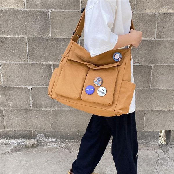 Akşam çantaları kadınlar için büyük kapasiteli omuz erkekler yaz kolej öğrenci tuval crossbody çanta kız kitap çantası kadın messenger