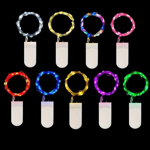 LED String Party 20pcs 1-5m Bahçe Peri Lambası LED Noel lambası Bakır Tel String Işıkları Düğün için CR2032 Pille Destekli Çelenk Parti Dekoru HKD230919