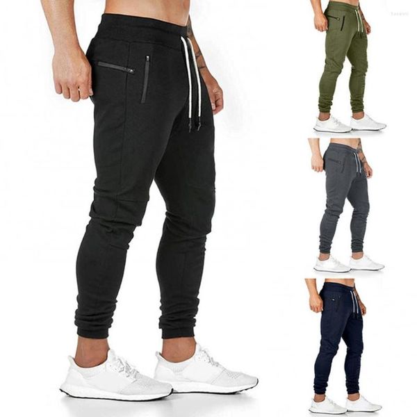 Herrenhose Enge Sportbekleidung Männer Taschen Kordelzug Herbst Winter Strumpfhosen Reißverschluss Gym Hose