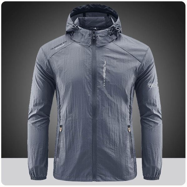 Giacche da uomo Estate Outdoor Quick Dry Protezione solare Giacca sottile da uomo Escursionismo Pesca Ciclismo Con cappuccio Palestra Sport Giacca a vento Cappotti ultraleggeri 230919