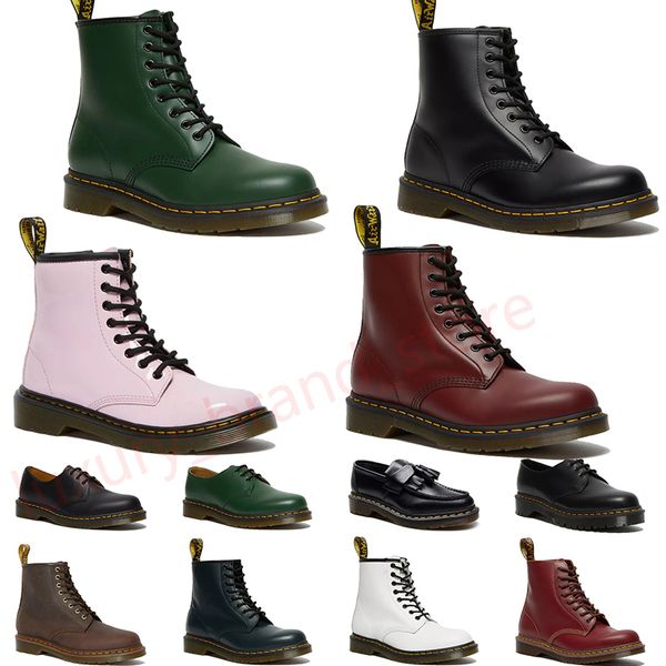 Dr Martins AirWair Platform Ankle Martin Boot High Doc Martens Stivaletti Chelsea da donna firmati 1460 Jadon Pelle liscia Nappa Stivaletti con cuciture gialle Mocassini bassi Scarpe