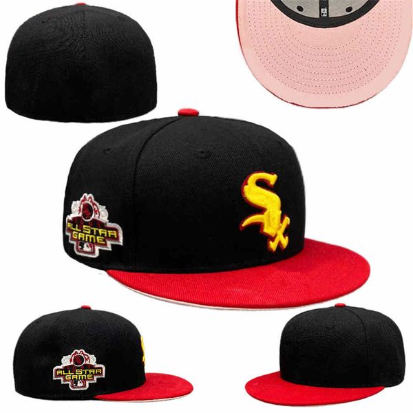 Designer-Mütze, Herren-Baseballmütze, klassische schwarze Farbe, Hip Hop, Chicago, Sport, vollständig geschlossenes Design, Baseballkappe, Chapeau Stitch Heart Hustle Flowers, Kappe W-23