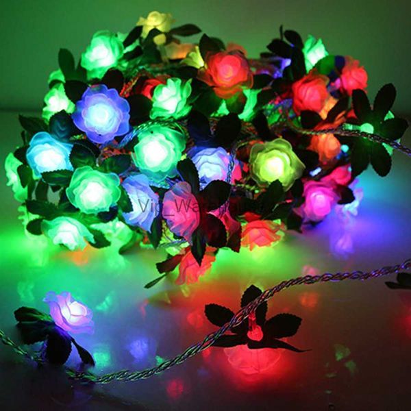 Stringhe LED Party 10M 80LED Flash lento Artificiale Fiore di rosa Vite String Light Plug in Rose Fiori Ghirlanda Lucine per la decorazione della festa nuziale HKD230919