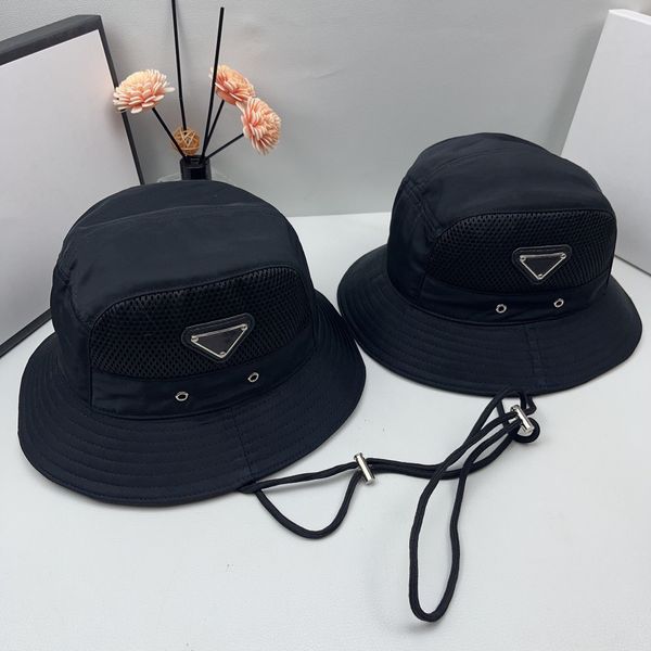 Kova Şapkası Tasarımcı Erkek Kapağı Yaz Siyah Siyah Nefes Alabilir Geniş Kötü Şapka Üçgen Mektup Gündelik Balıkçı Şapka Tasarımcıları Kadın Erkek Erkek Hat Casquette