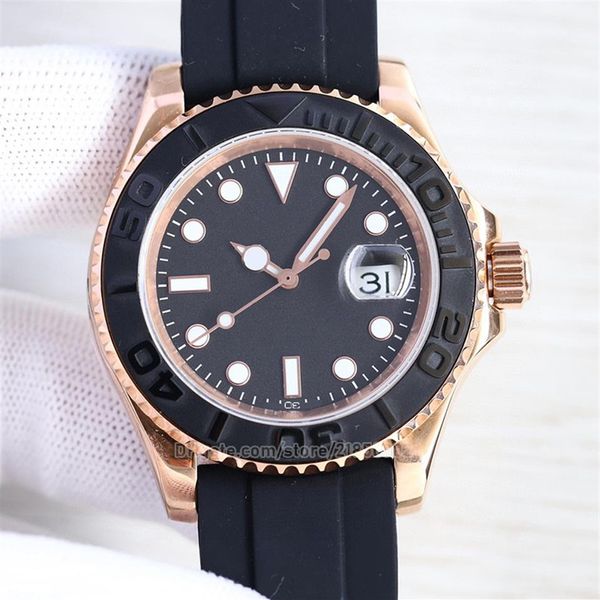 Mens Relógios Pulseira de Borracha Yacht II 42mm Moldura Cerâmica Completa Mecânica Automática de Aço Inoxidável Movimento Safira 5ATM À Prova D 'Água 20254h