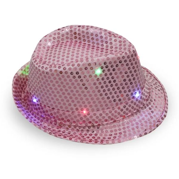 All-Match-Jazz-Hüte, blinkende, leuchtende Fedora-Kappen, Pailletten-Kappe, Kostüm, Tanz, Party-Hüte, Unisex, Hip-Hop-Lampe, leuchtende Kappe