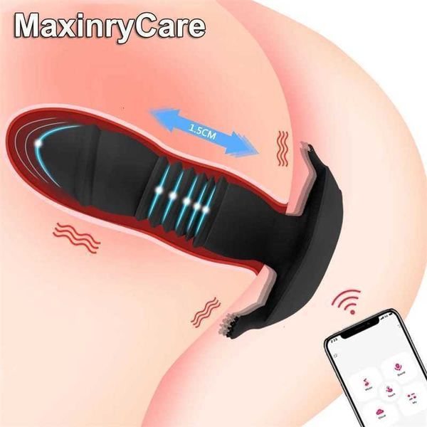 Brinquedo sexual massageador adulto bluetooth empurrando vibrador vibrador butt plug anal app controle masculino próstata ânus para homens gay