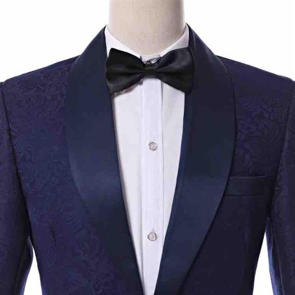 Nuovo design One Button Smoking dello sposo blu navy Groomsmen Abiti da uomo Matrimonio Prom Cena Blazer Giacca Pantaloni Gilet Cravatta K21899277w