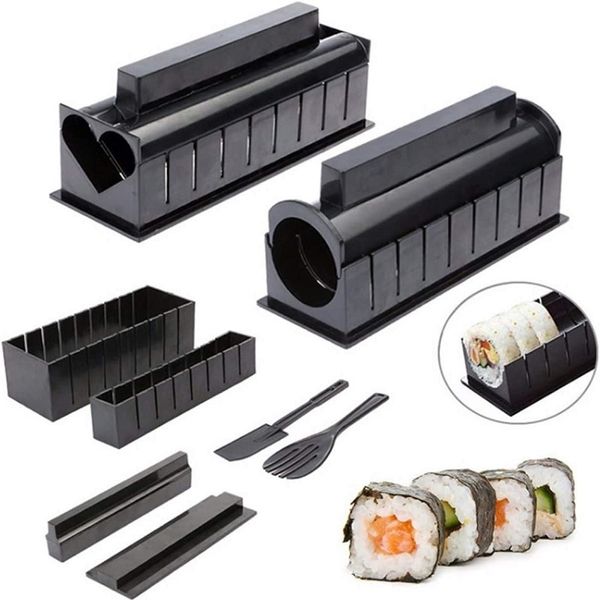 Kit per la preparazione di strumenti per sushi Edizione Deluxe Macchina completa 10 pezzi Pressa per stampi domestici con spatola per forme di rotolo di riso 230918