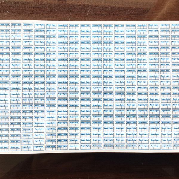 10x5mm onarım süresi dolan aylık günün süresi süresi süresi çıkarma işlemi Sticker kırılgan kağıt void etiket kurcalama açık güvenlik contası